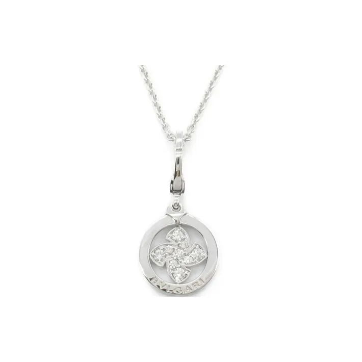 BVLGARI 2010s Pre owned 18kt White Gold Tondo Windmill Diamond Necklace-1