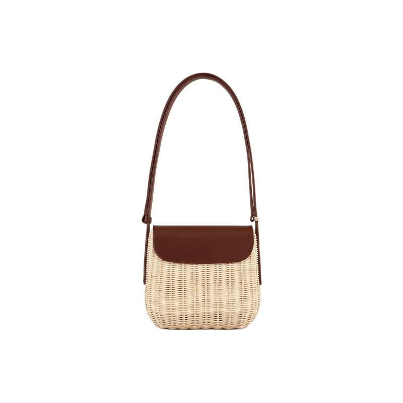 AMANI La Prima Leather Shoulder Bag Women's Brown-2