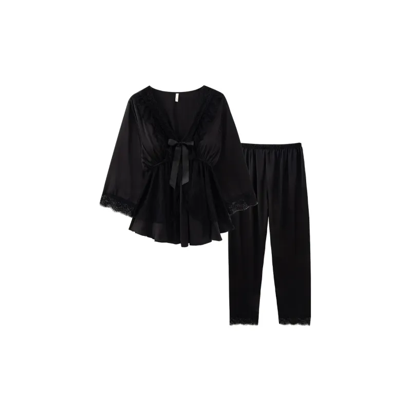 Sleeping Beauty Pajama Set Women's Black-0