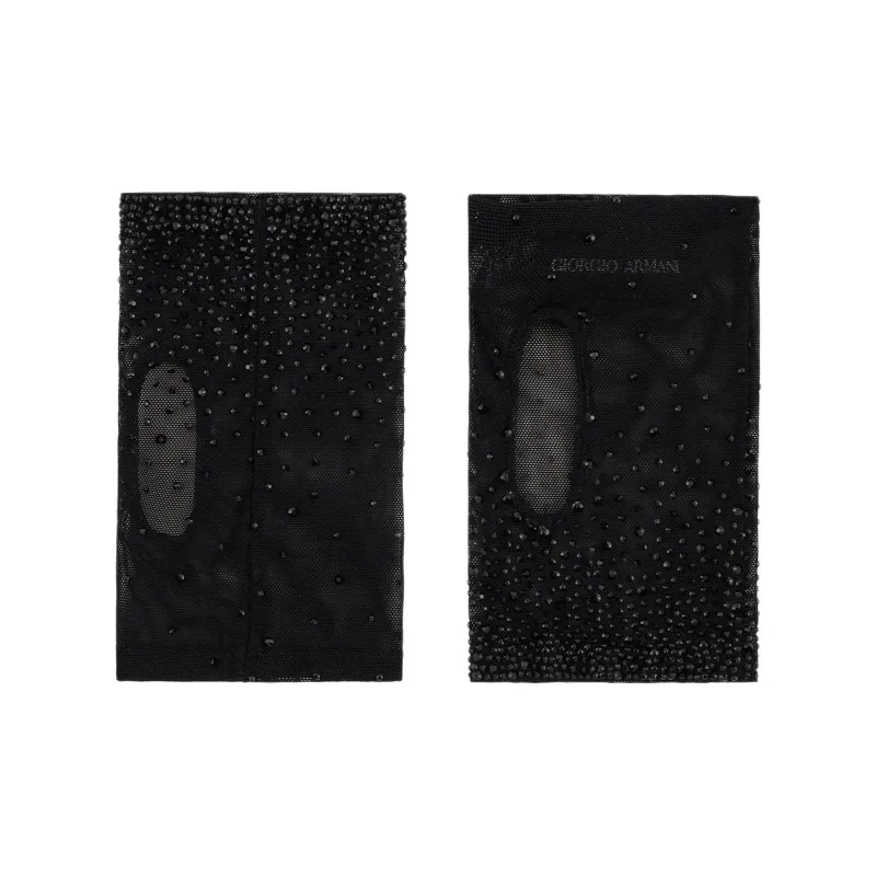 GIORGIO ARMANI Short Tulle Sleeves With Rhinestone Embroidery-0