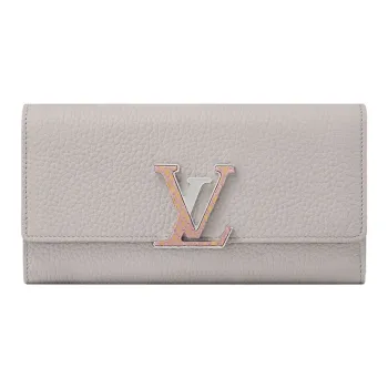 LOUIS VUITTON Capucines Cow Leather Wallet Women's Bloom Gray