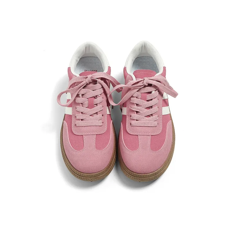 HUANQIU Anti Slip And Wear Resistant Lightweight Low Top Skateboard Shoes Women's Rose Red-4