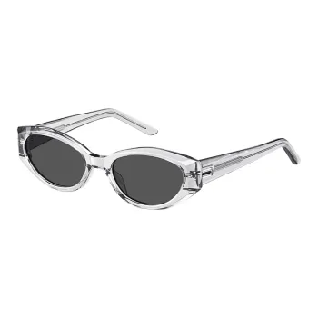 LOHO Plate Frame Cat Eye Sunglasses Unisex Black Ice Crystal Color