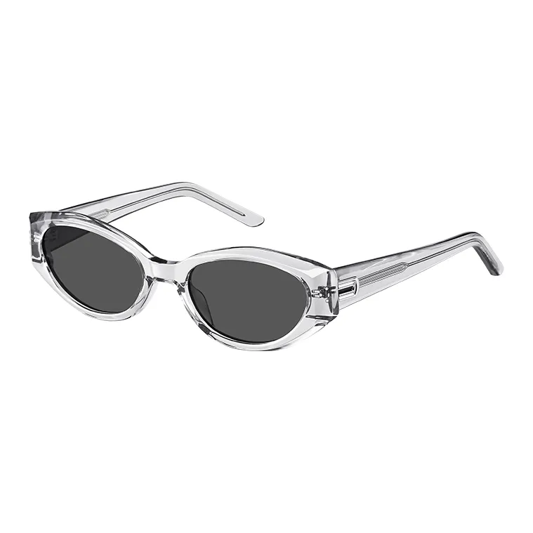 LOHO Plate Frame Cat Eye Sunglasses Unisex Black Ice Crystal Color-0