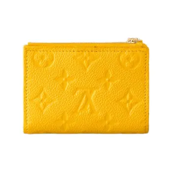LOUIS VUITTON Lisa Cow Leather Wallet Women's Silver Apricot Yellow
