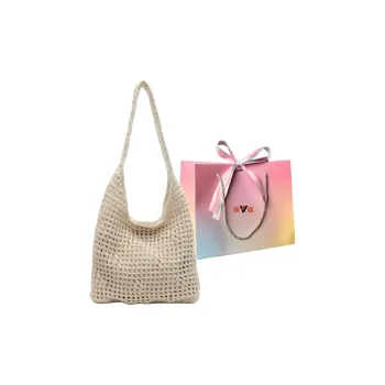Yalu Chunky Yarn Woven Handbag Shoulder Bag Regular Women's Ecru/Khaki
