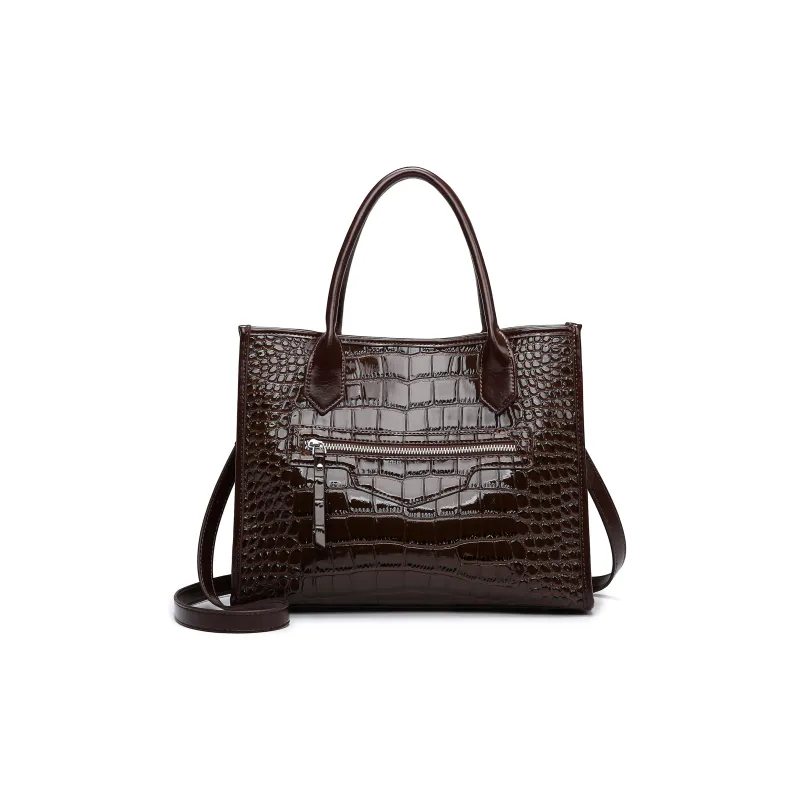 ZAVC Patent Leather Crossbody Bag, Shoulder Bag, Handbag Regular Women's Black/Coffee/Burgundy-4