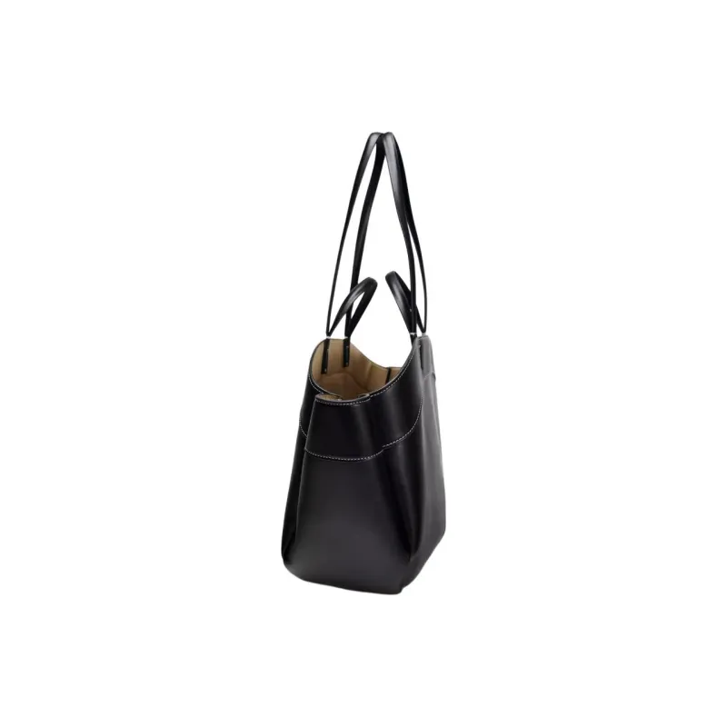 ZARA PU Handbag Large Size Women's Black-2