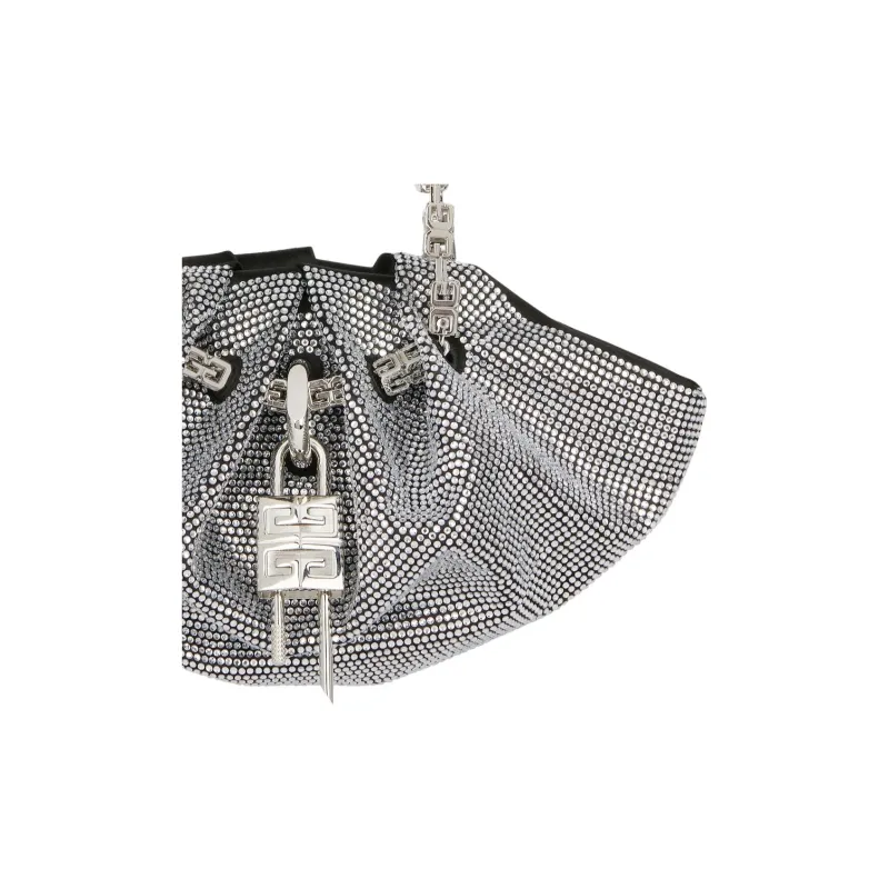 Givenchy Kenny Ruffled Satin One Shoulder Handbag Mini Women's Silver-4