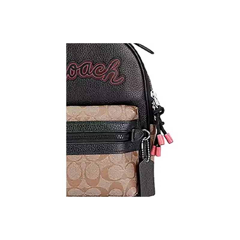 COACH Graham Canvas Artificial Leather Crossbody Bag Medium Size Women's Black & Multicolor-4