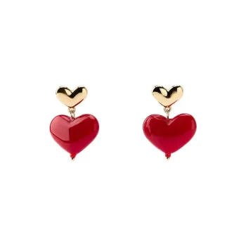 ZARA Crystal Earrings Women's Red