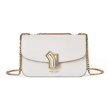 PIERRE CARDIN Cow Leather Shoulder Bag, Crossbody Bag Women's Ecru