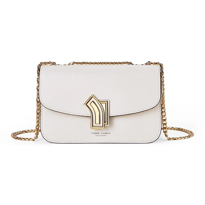 PIERRE CARDIN Cow Leather Shoulder Bag, Crossbody Bag Women's Ecru-0