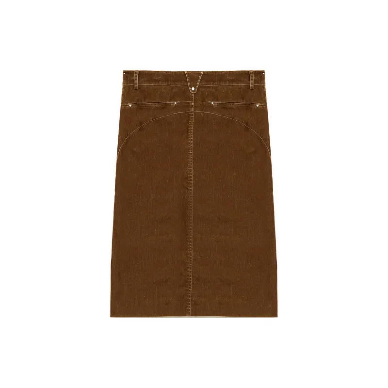 FIRELADY FUR Casual Long Skirts Women's Dark Coffee-1