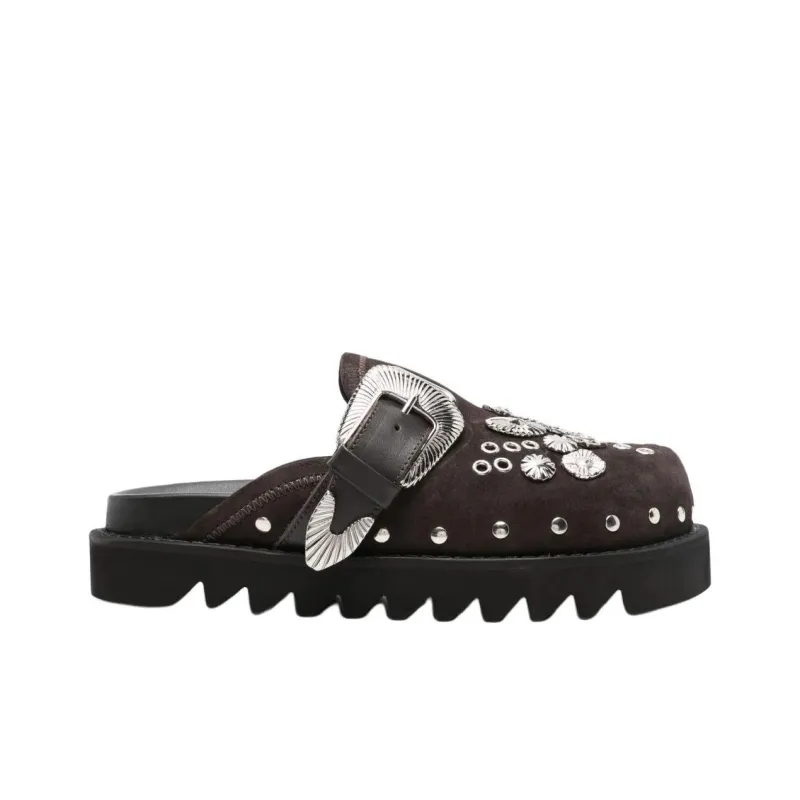 Toga Pulla Rubber Sole Closed Toe Slippers Women's Brown-1