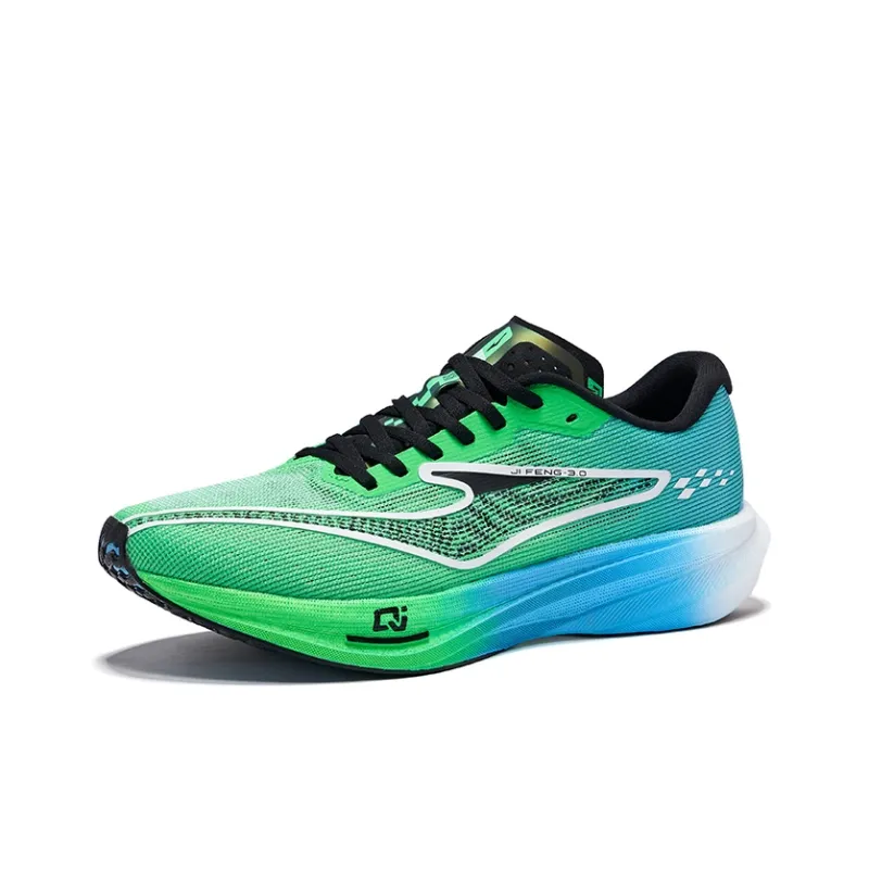 Erke Extreme Wind 3.0 Running Shoes Men Low Top Fluorescent Lime Green Pool Blue-2