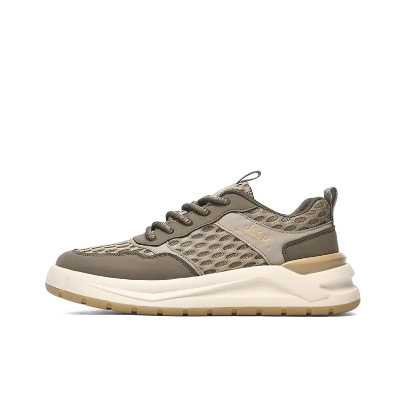 Jeep Anti-Slip Wear-Resistant Waterproof Breathable Lightweight Warm Coverage Low-Top Trekking Shoes Men's Khaki-0