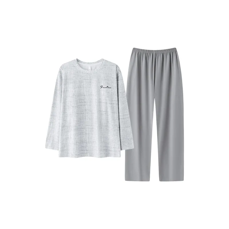 Cotton Gene Pajama Set Women's Light Gray-0