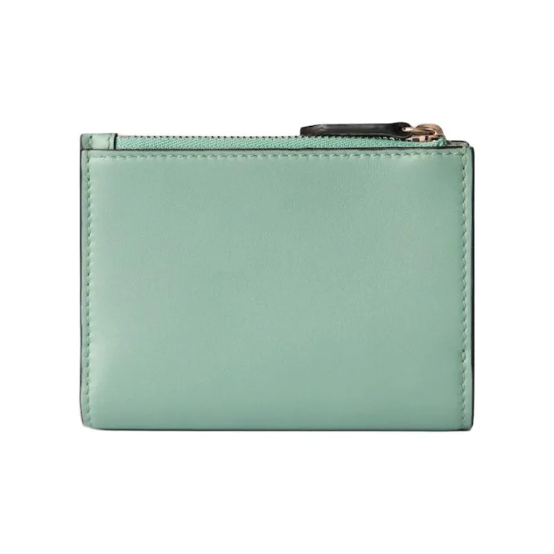 GUCCI Leather Wallet Women's Sage Green-2