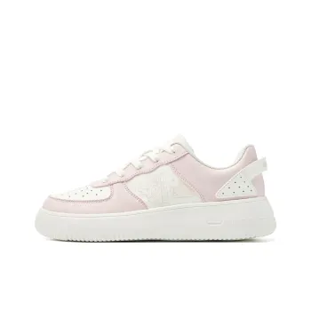 QIAODAN Coverage Slip Resistant Balance Lightweight Low Top Skateboard Shoes Women's Ivory White Cloud Pink