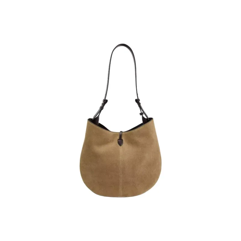 ZARA Cow Leather Shoulder Bag Tubas Women's Sand & Brown-3