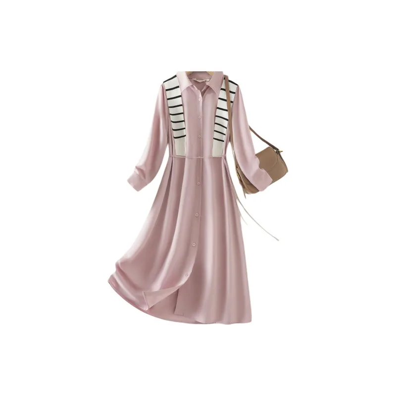 IHIMI Long Sleeved Dresses Women's Dusty Pink-1