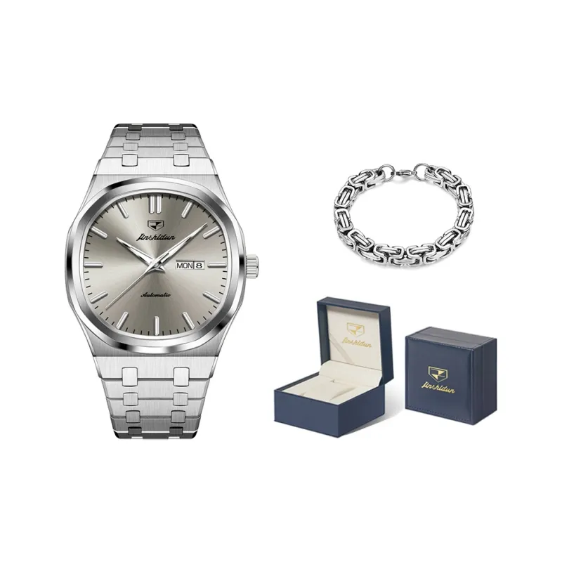 Jin Shi Dun Artisan Collection Mechanical Movement Stainless Steel Watchband Watch Men's Watches White Dial-6