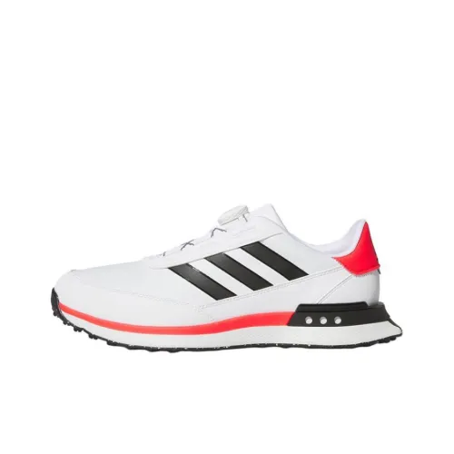 Adidas Cushioned Slip-Resistant Waterproof And Breathable Low-Top Golf Shoes Men's White Black Red