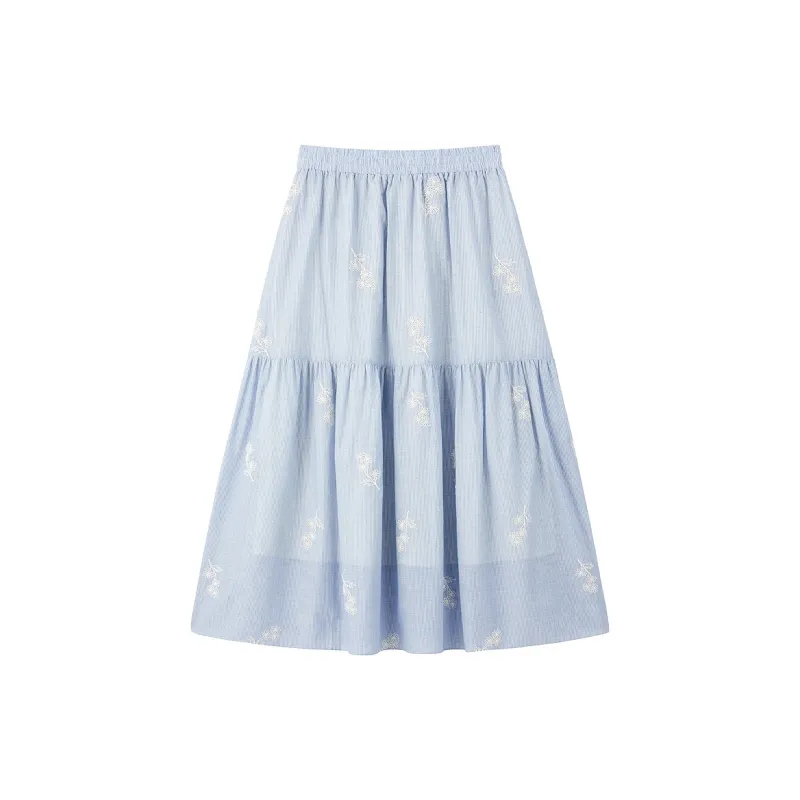 LEDIN Casual Long Skirt Women's Ice Bay Blue-1