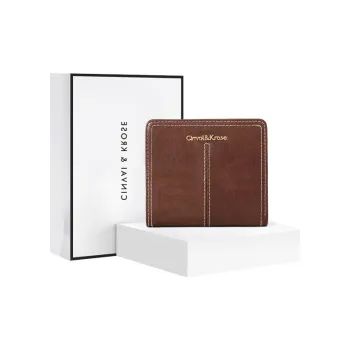 CinvaiKrose Cow Leather Wallet Coin Purse Clutch Document Bag Regular Women's Brown