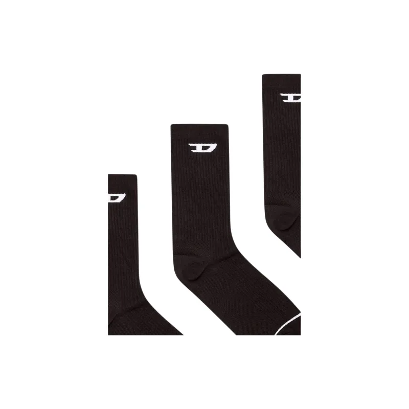 DIESEL Mid Calf Socks Unisex 3 Pack Black-1