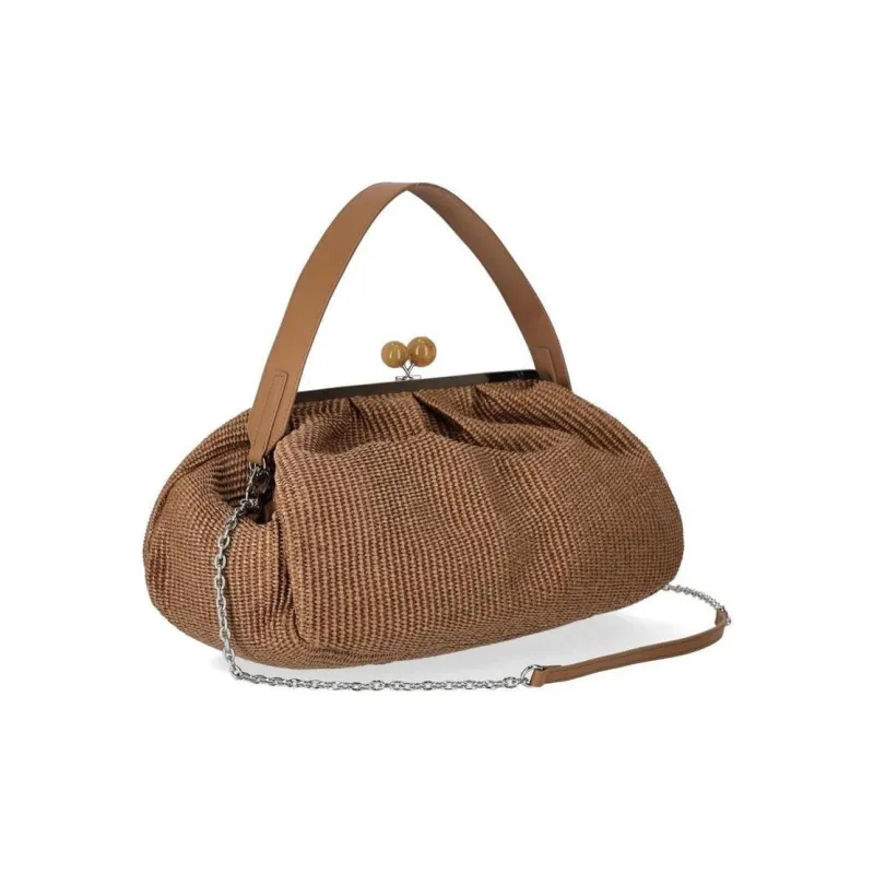 WEEKEND MaxMara Cotton One Shoulder Handbag Tubas Women's Tan-1