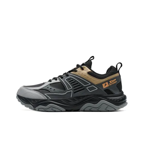 XTEP Abrasion Resistant Slip Resistant Low Top Trekking Shoes Men's Black/Elegant Gray/Charcoal Gray
