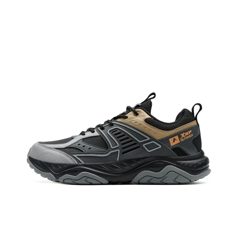 XTEP Abrasion Resistant Slip Resistant Low Top Trekking Shoes Men's Black/Elegant Gray/Charcoal Gray-0