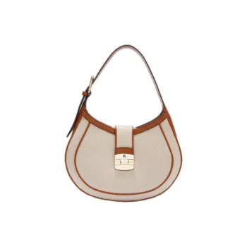 Furla Cotton Shoulder Bag Women's White Blue Base