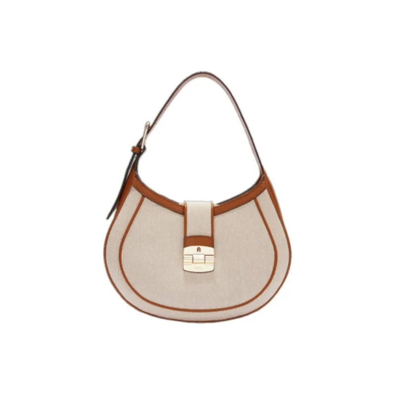 Furla Cotton Shoulder Bag Women's White Blue Base-0