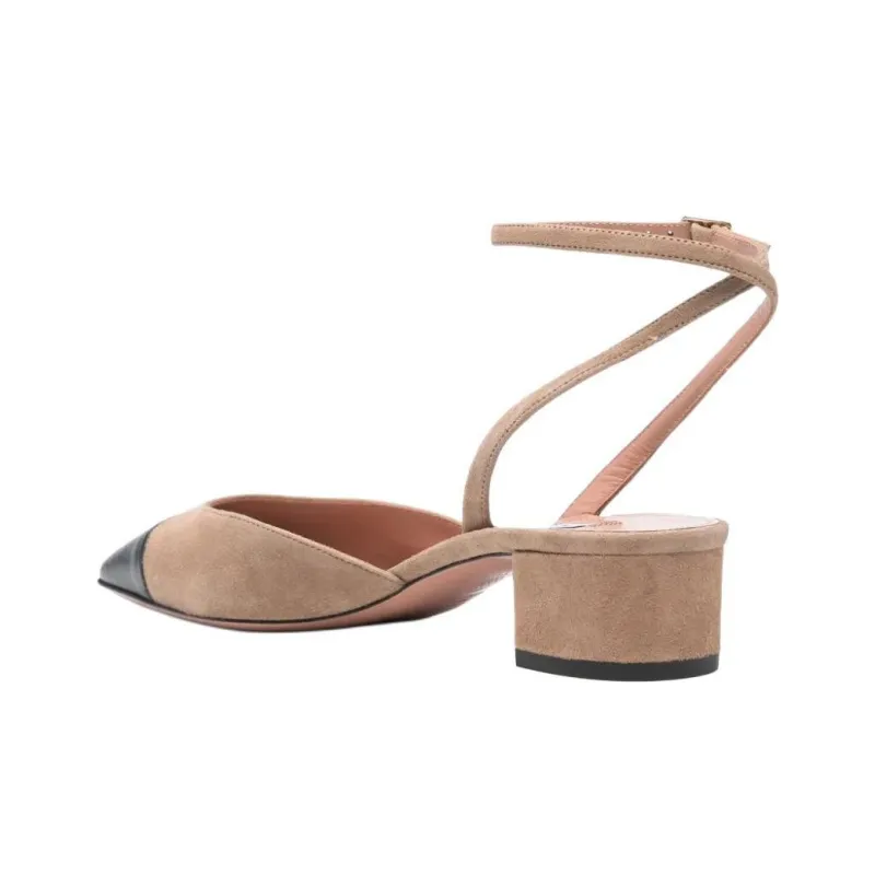 AQUAZZURA French Flirt Chunky Heel High Heels 3.5cm Women's Sandy Brown-3