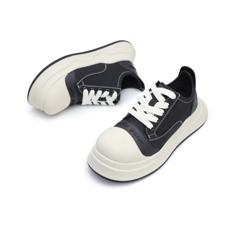 ESTEE GEEA Coverage Anti-Slip Wear-Resistant Breathable Height Increasing Low-Top Skateboard Shoes Unisex White Black-2