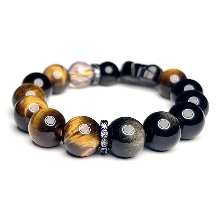 MOUNTAINS AND MANS Tiger's Eye Stone Luxury Good Luck Beaded Bracelet Men's-2