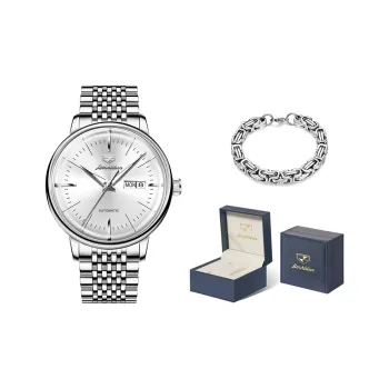 Jin Shi Dun Mechanical Movement Stainless Steel Watchband Watch Men's Watches White Dial