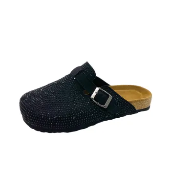 Xingdiman Rubber Sole Rhinestone Quiet Wrap toe Slippers Unisex