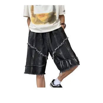 TESTUNG Fashion Denim Shorts Unisex Classic Black