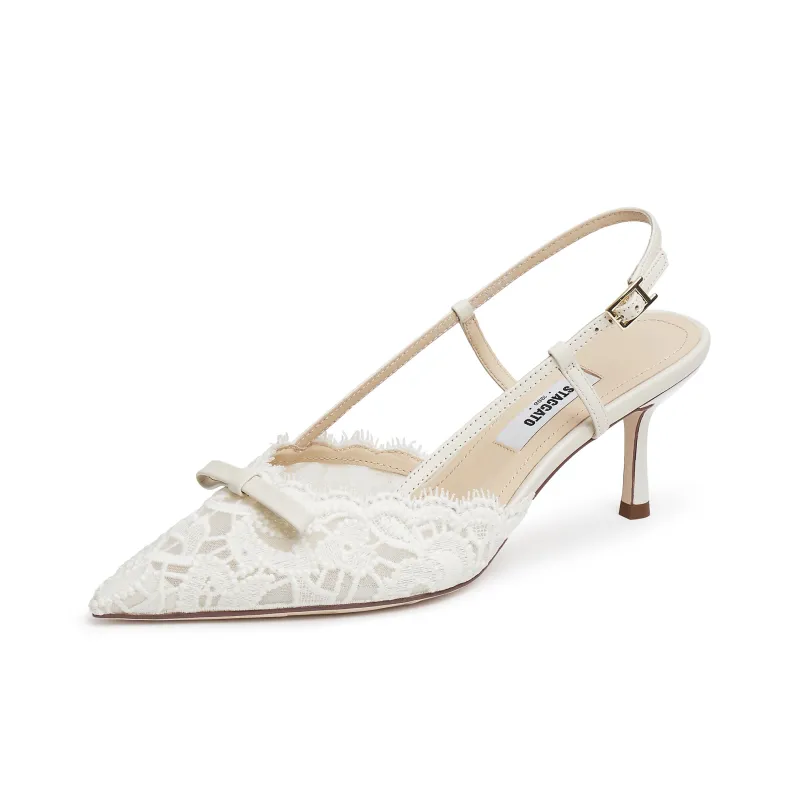 Staccato Burano Lace Island Slim Heel High Heels 6.5cm Women's-1