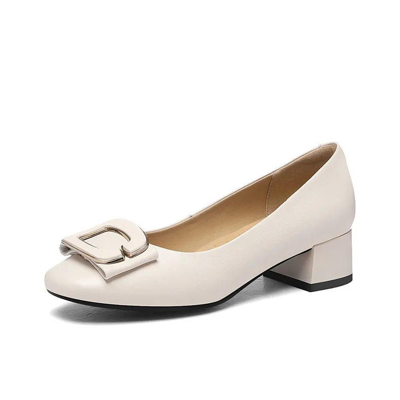 Golden Silk Rabbit Chunky Heel High Heels Women's-7