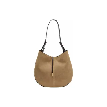 ZARA Cow Leather Shoulder Bag Tubas Women's Sand & Brown