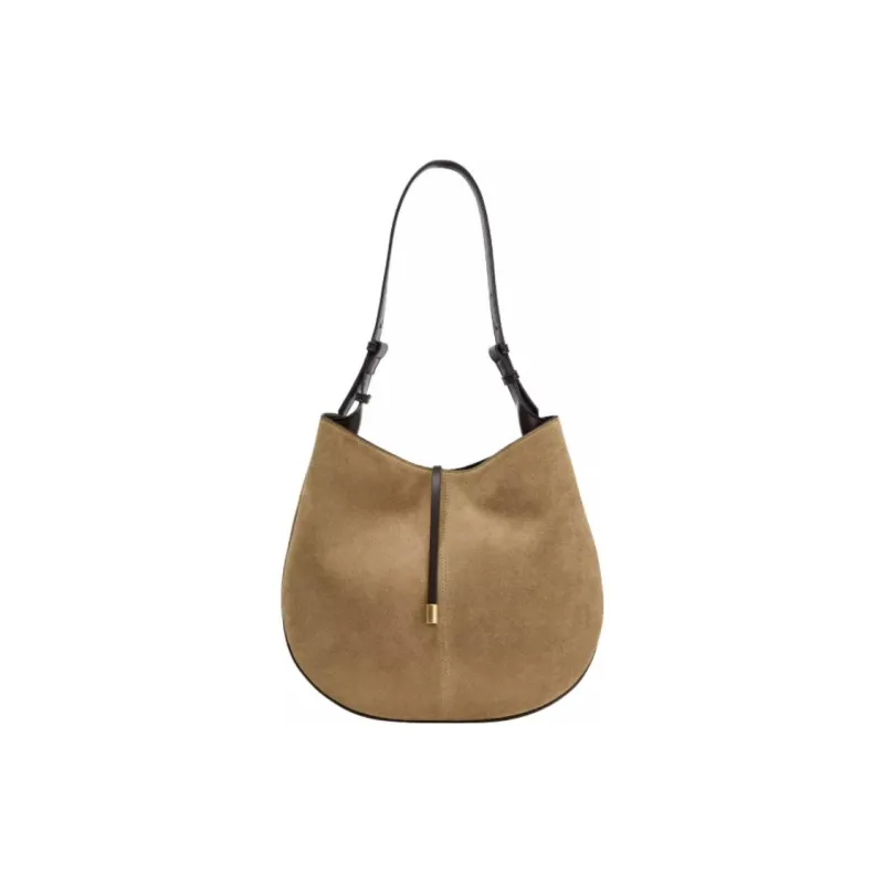 ZARA Cow Leather Shoulder Bag Tubas Women's Sand & Brown-0