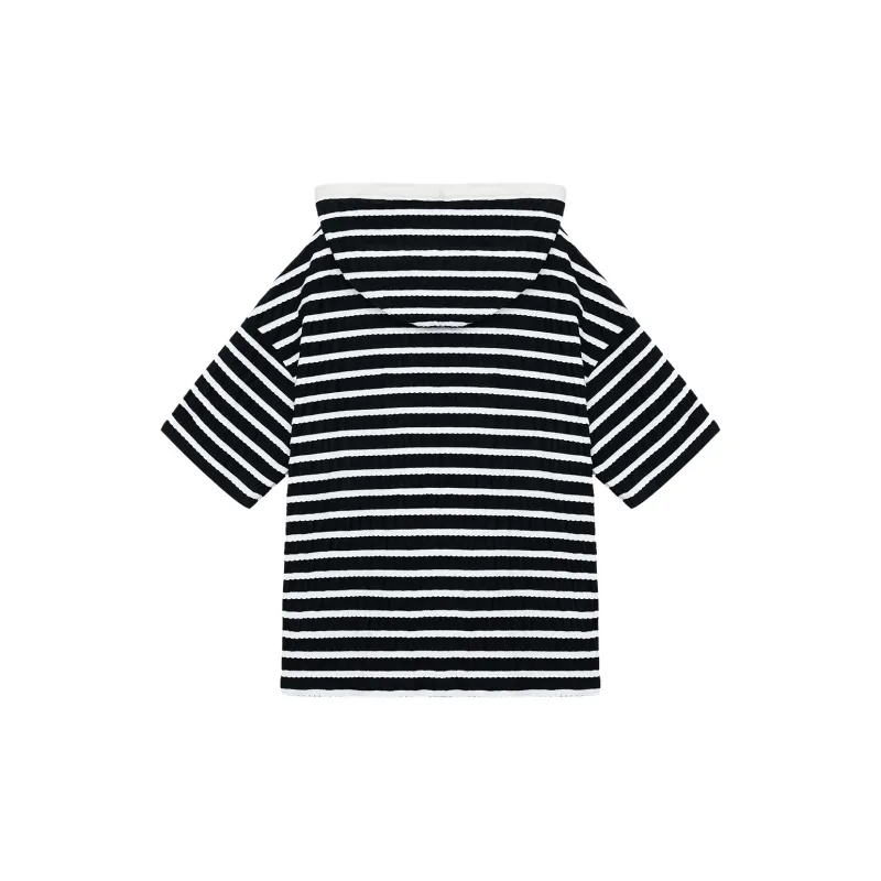 B.Duck T Shirt Women's Black White Stripes-1