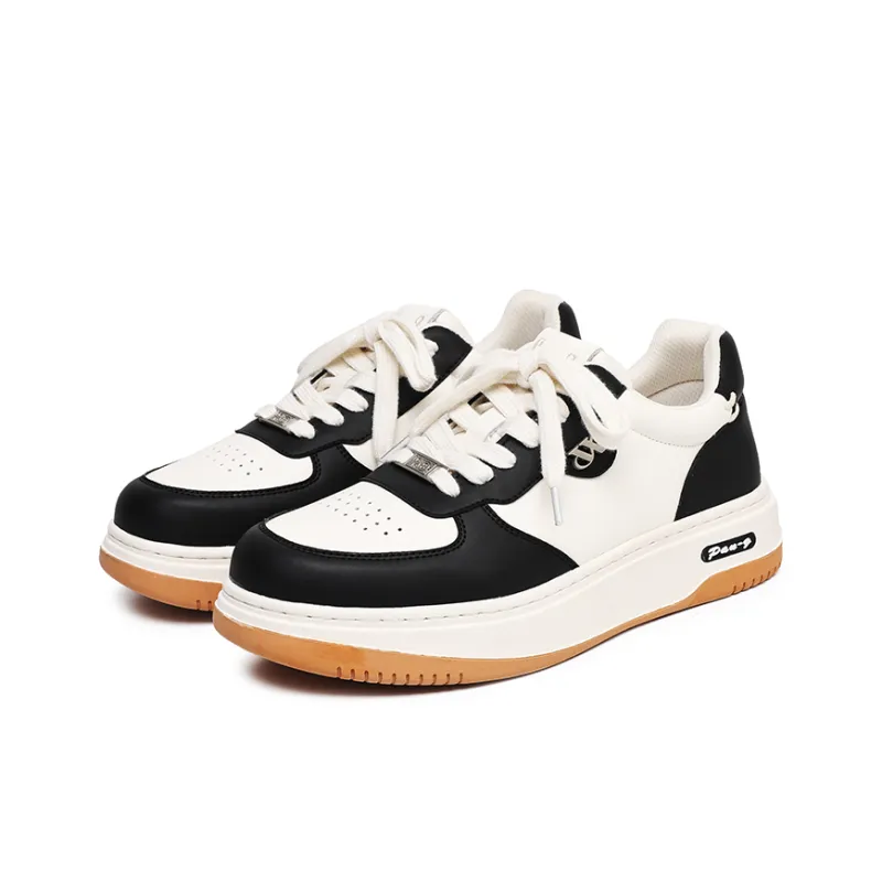 Angelmi Anti-Slip And Wear-Resistant Breathable Low-Top Skateboard Shoes Unisex Black White-1