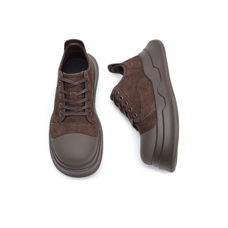 ESTEE GEEA Coverage Anti-Slip Wear-Resistant Breathable Height Increasing Low-Top Skateboard Shoes Unisex Brown-2
