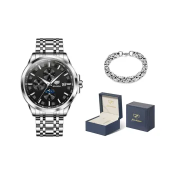 Jin Shi Dun Automatic Mechanical Movement Stainless Steel Watchband Watch Men's Watches Black Dial